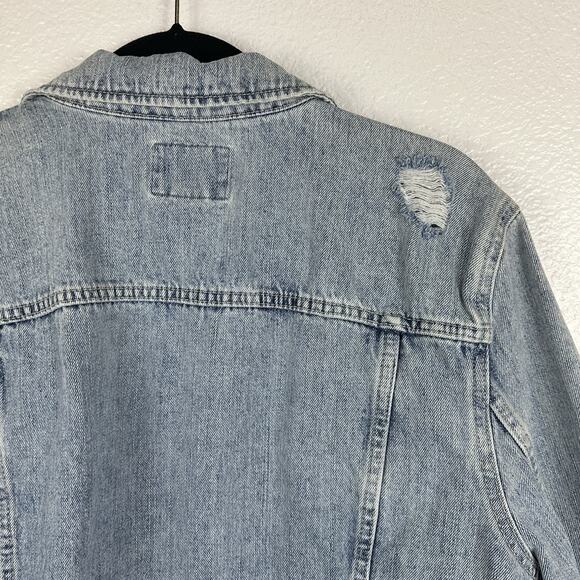 Old Navy Jean Jacket Womens XXL Destroyed Denim Distressed Light Wash - Picture 6 of 10